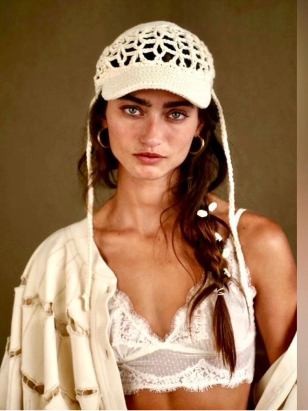 ✨ New - Free People Hat Silvie Crochet Hat in Cream ✨
